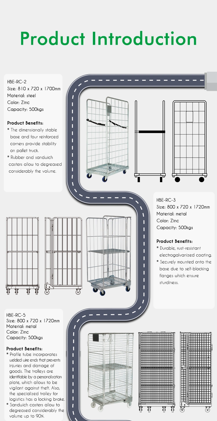 Foldable Metal Wire Mesh Nestable and Foldable Rolling Pallet Cage