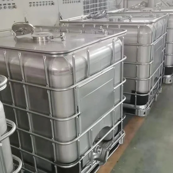 Tanque IBC para armazenamento de alimentos líquidos químicos 1000L 304 316L de aço inoxidável 316L