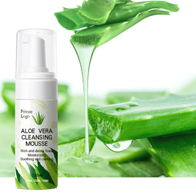 Personalize o logotipo Aloe Vera Cleanser Mousse de limpeza profunda Espuma de controle de óleo Produto à base de plantas para cuidados com a pele